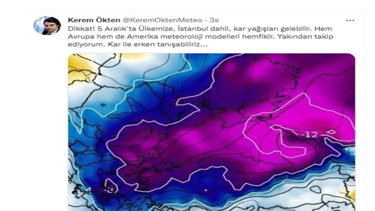 Meteoroloji Uzmanı Kerem Ökten: 5 Aralık'ta İstanbul’a Kar Yağışı Gelebilir