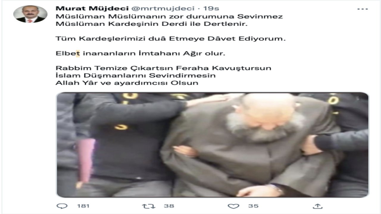 AKP’li başkan kızını 6 yaşında evlendiren Hiranur Vakfı kurucusu Gümüşel için dua istedi: Rabbim temize çıkartsın feraha kavuştursun