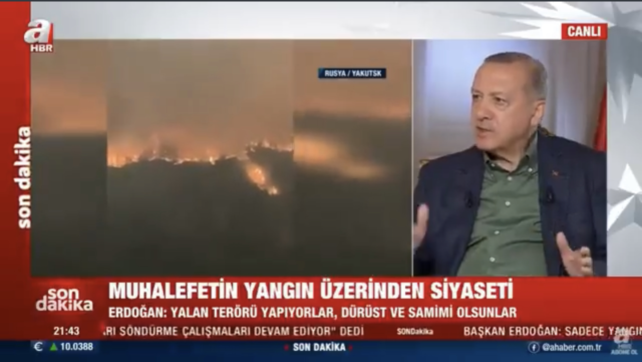 Erdoğan Yangında hayatını kaybeden canlılardan 'Beyaz Et' diye bahsetti