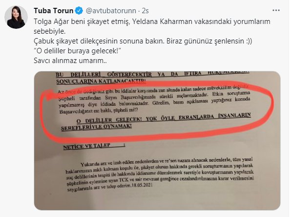CHP'li Tuba Torun, AKP Milletvekili Tolga Ağar’ın kendisi hakkında şikayette bulunduğunu açıkladı, dilekçeyi paylaştı: “O deliller buraya gelecek!”